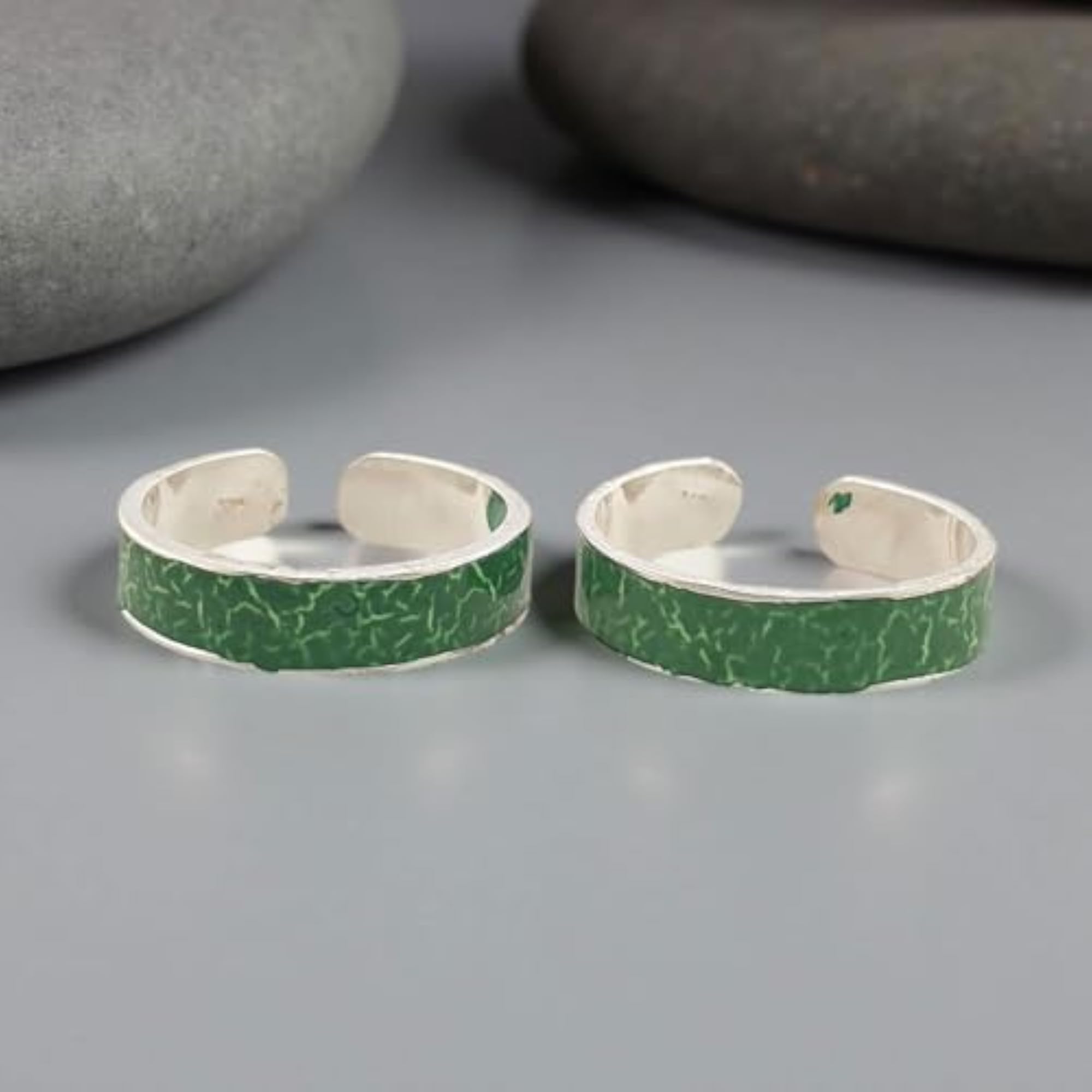 Women's 925 Silver Band Design Toe Ring Bichhiya, Pair